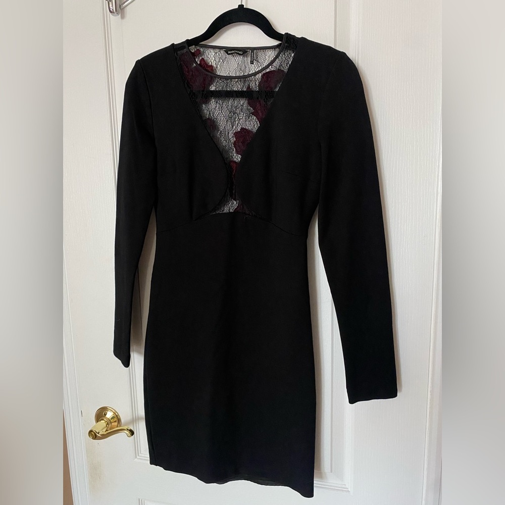 Marciano Long Sleeve Dress with Black & Red Lace - Picture 3 of 8